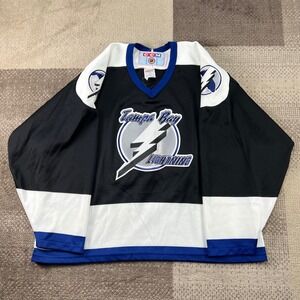 Vintage CCM Tampa Bay Lightning NHL Hockey Jersey Mens XL Black Blue White 90s